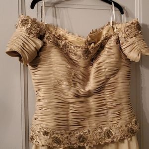 Jovani Gold Gown Off Shoulder